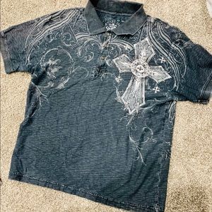 Affliction Live Fast Cross Polo Tee 